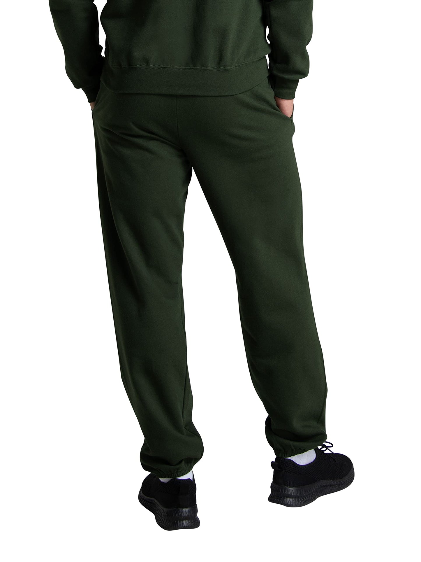 Fruit of the Loom Men's Eversoft Fleece Elastic Bottom Sweatpants with Pockets, Relaxed Fit, Moisture Wicking, Breathable, Duffle Bag Green, Small