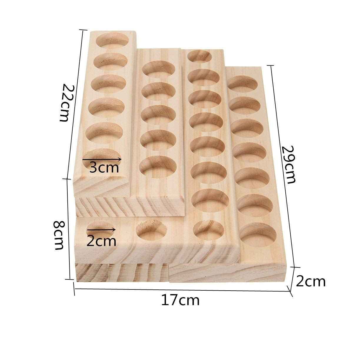 Pure Vie 4 Tier Essential Oil Bottles Wooden Storage Display Stand Travel Display Presentation Holder, Cosmetic Aromatherapy Organizer Rack Nail Polish Fragrance Container - Holds 30 Slots (15 ml)