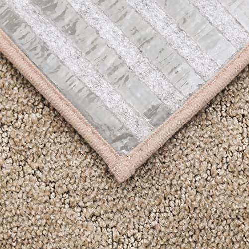 COSY HOMEER Edging Stair Treads Non-Slip Carpet Mat 28inX9in Indoor Stair Runners for Wooden Steps, Edging Stair Rugs for Kids and Dogs, 100% Polyester TPE Backing(4pc, Beige)