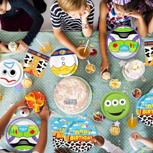 Cartoon Birthday Party Supplies Set for 30 Guests - Plates & Napkins