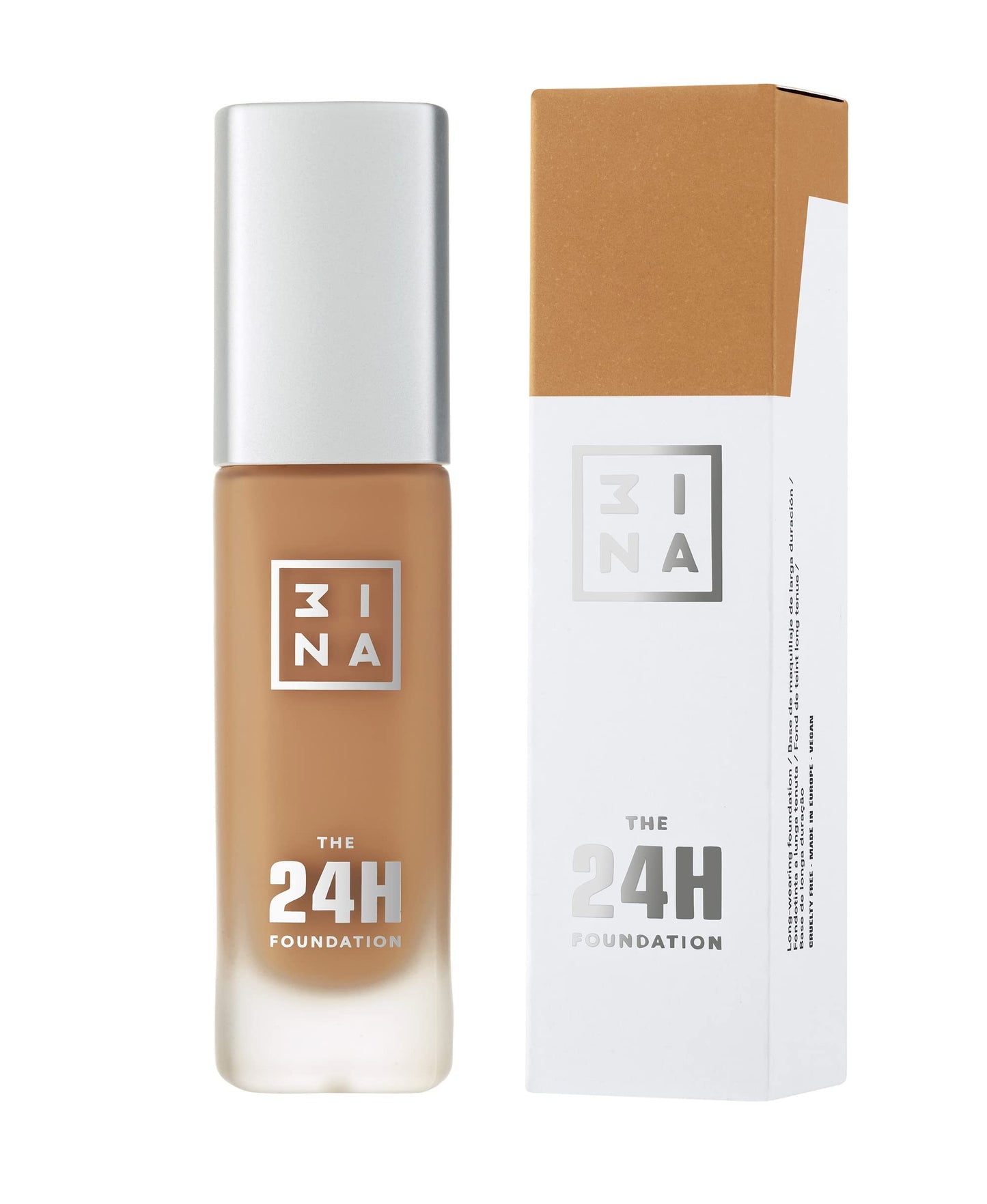 3INA The 24H Foundation 648-24H Long-Wearing Formula - Medium To High Buildable Coverage - Smooth Matte Finish - Expanded Shade Selection - Waterproof, Cruelty Free, Vegan Makeup - 1.01 Oz