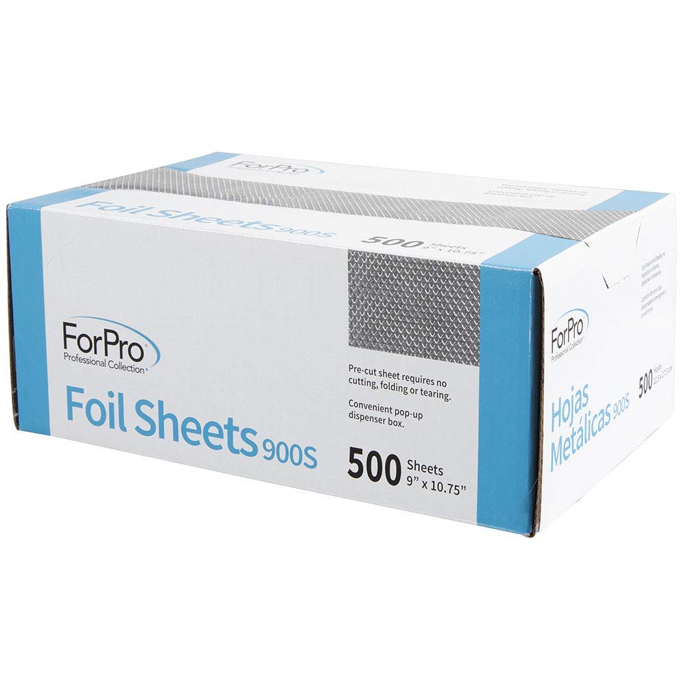 ForPro Embossed Foil Sheets 900S, Aluminum Foil, Pop-Up Dispenser, for Hair Color Application and Highlighting, Food Safe, 9” W x 10.75” L, 500-Count