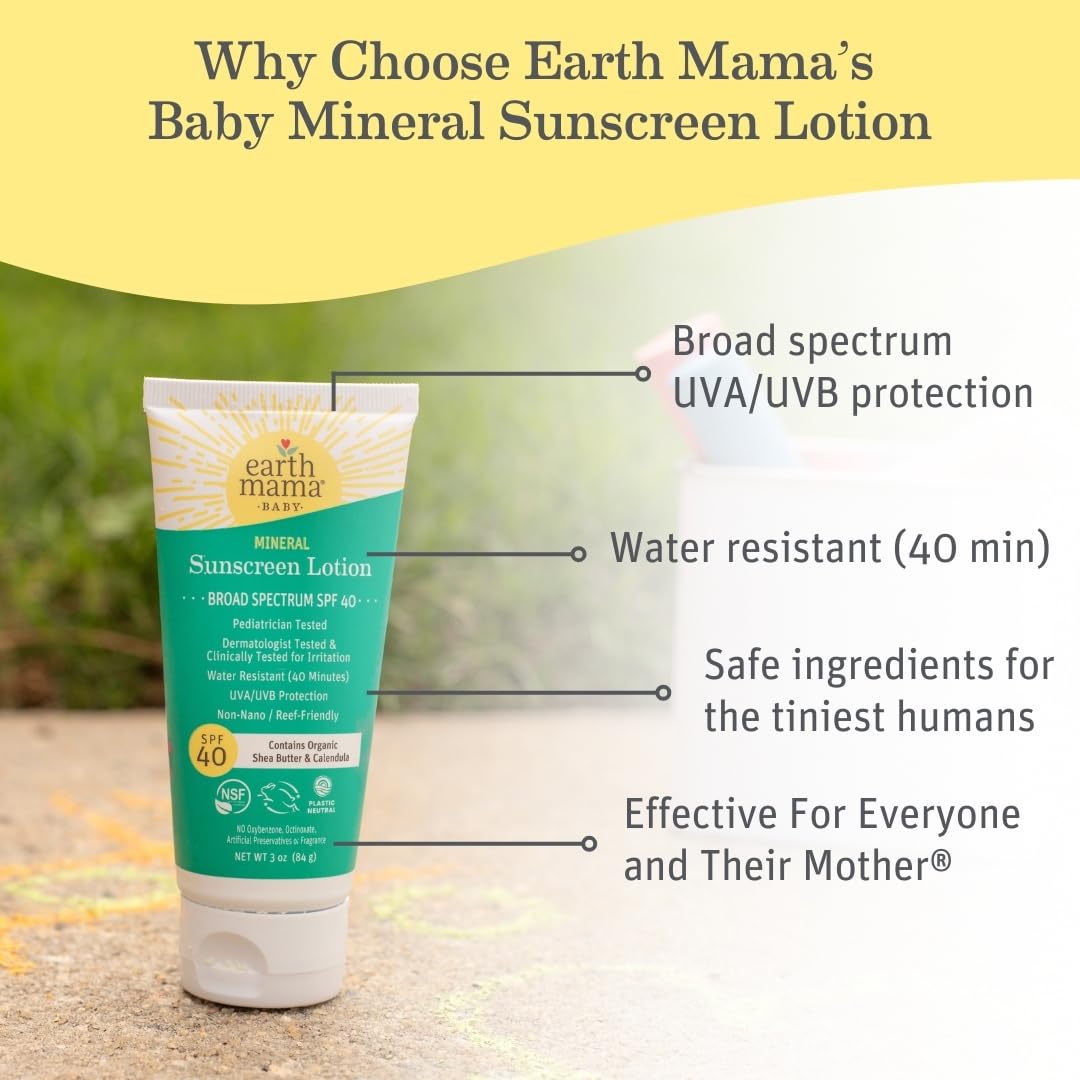 Earth Mama Baby Face Mineral Sunscreen Stick & Lotion Set, SPF 40 | Reef Safe, Non-Nano Zinc, Contains Organic Cocoa Butter, Shea Butter, Aloe & Calendula | Babies, Kids & Family