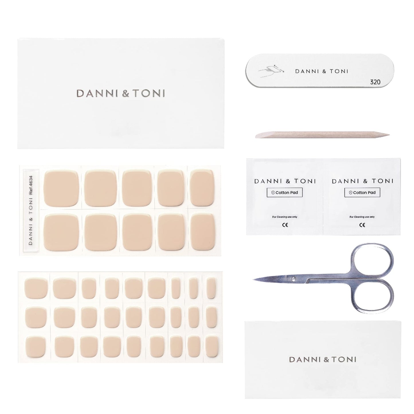 DANNI & TONI Semi Cured Gel Toenail Strips Nude Color (Sweet Coffee Cream) Natural Gel Toenail Stickers Solid Color Toenail Wraps 37 Stickers