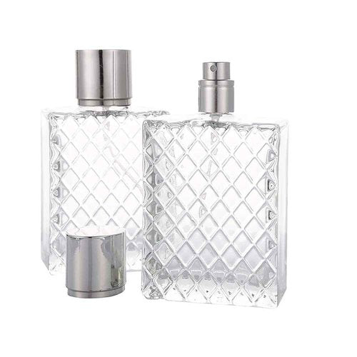 ccHuDE 100ml 3.4Oz Clear Glass Spray Bottles Empty Square Perfume Fine Mist Atomizer Refillable Essential Oil Container for Travel