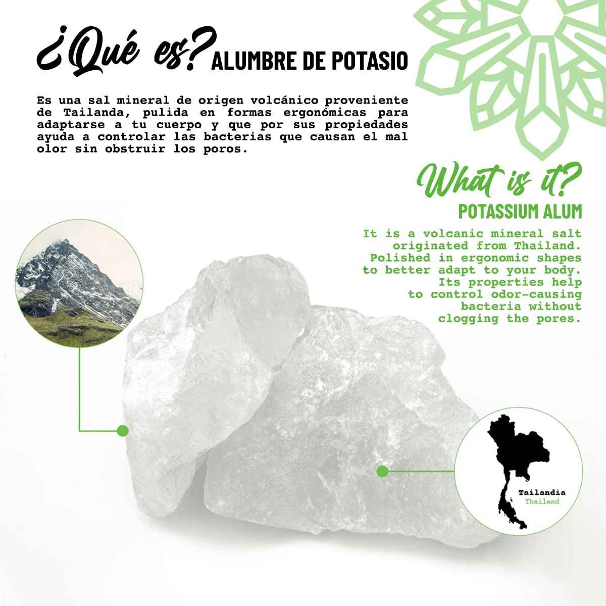 Vital Green Crystal Potassium Alum Deodorant with Aloe Vera – Unscented Mineral Deodorant for Sensitive Skin - 3.53 oz / 100 g (3 Units)