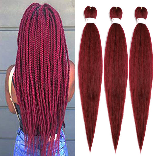 BALINGHAIR Braiding Hair Pre Stretched Kanekalon Braiding Hair Extensions Burgundy Red 20 Inch(900#-3Pcs)