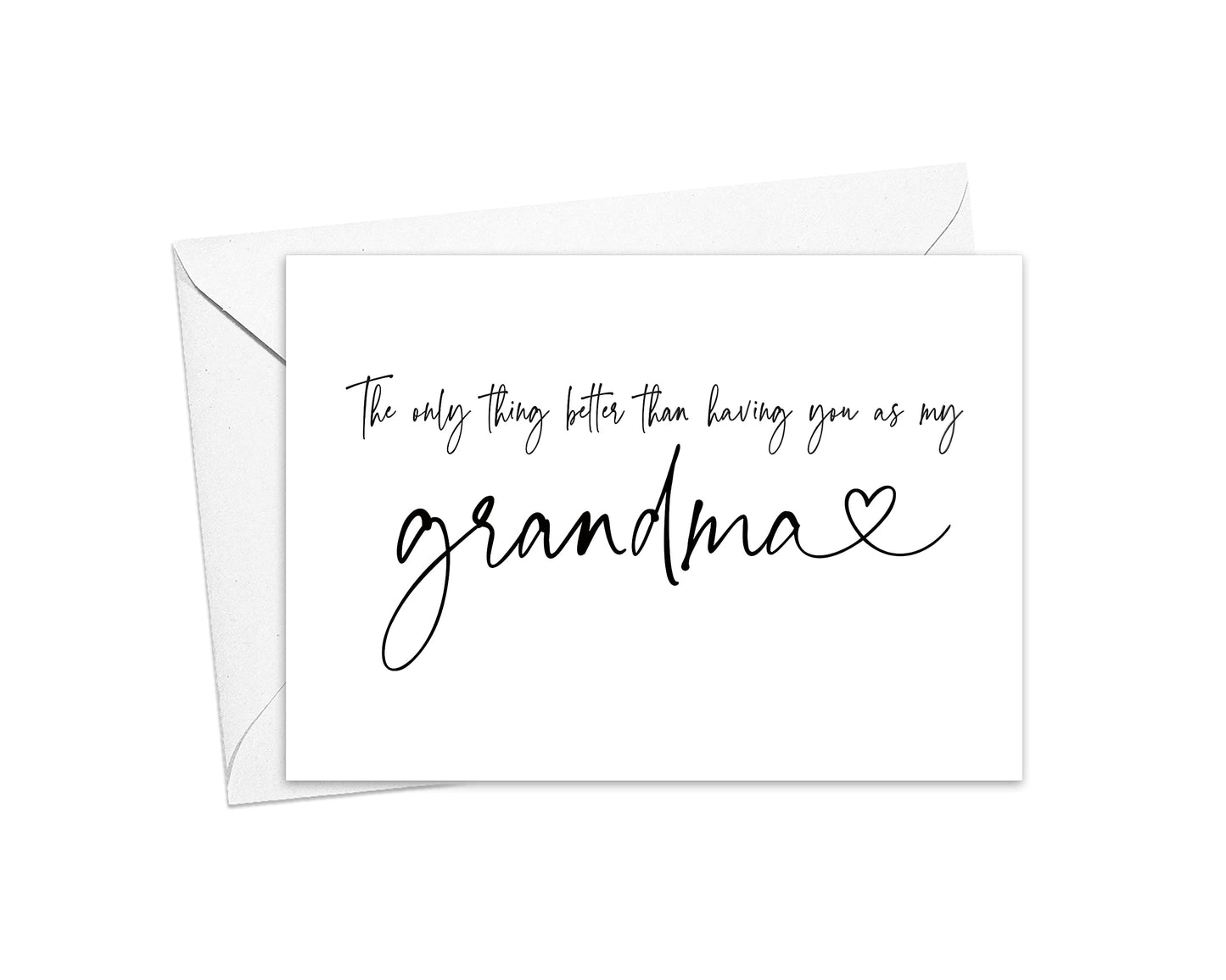 Pregnancy Announcement Card for Grandma, New Great Grandma Baby Reveal Card from Grandchild Granddaughter Grandson (Grandma w Heart)