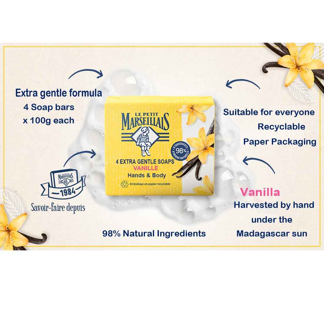 Le Petit Marseillais Vanilla Solid Bath Soap 400 grams