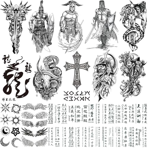 VERKSTAD Black Realistic Half Sleeve Temporary Tattoos (42 Sheets)