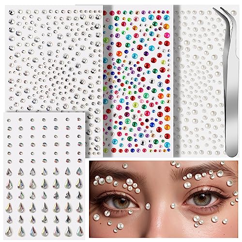 Teenitor 12-Color Glitter Gel Set with Face Gems & Hair Jewels