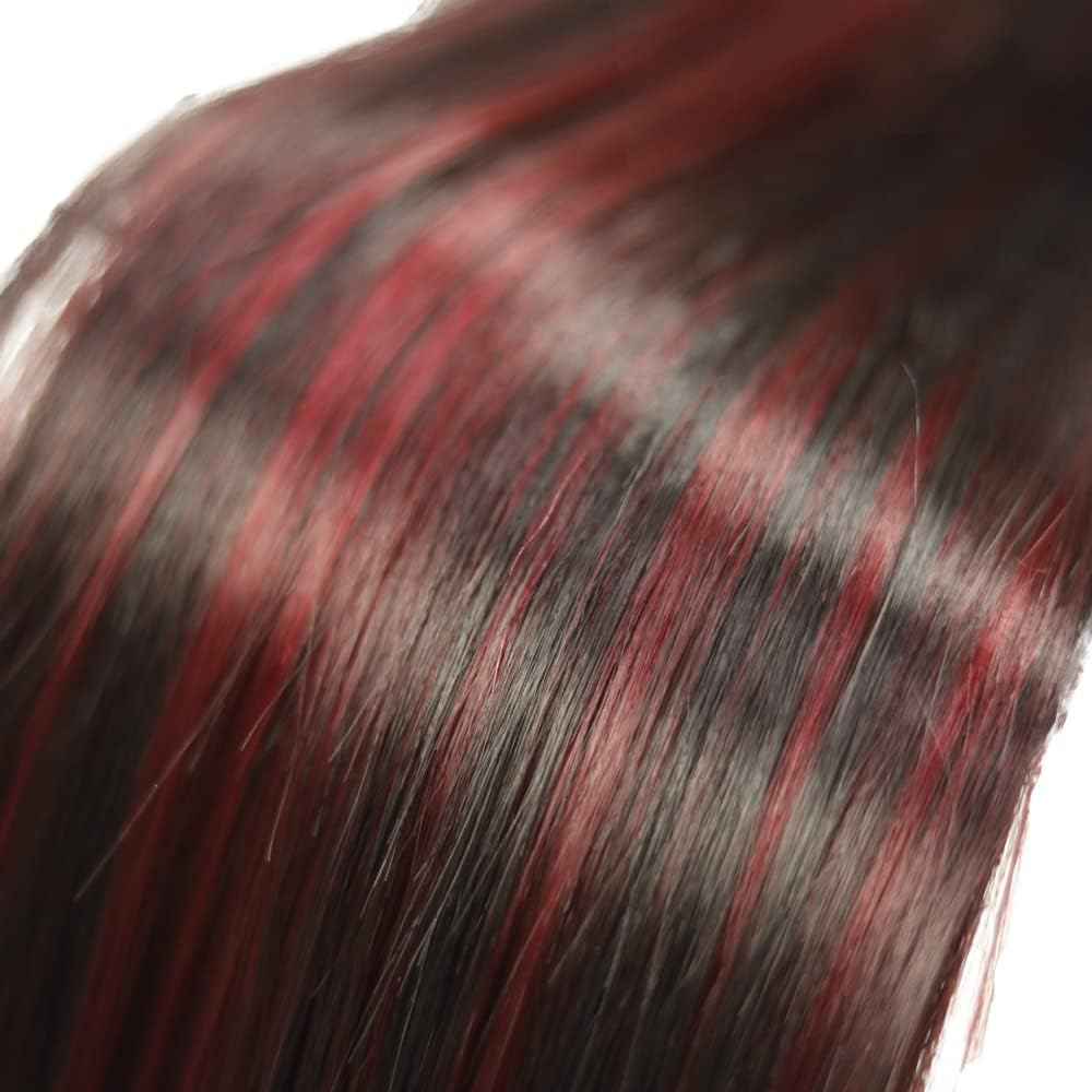 Fabimiya Bundles Human Hair 10/12/14 Inch Straight Burgundy Highlight 99J Human Hair Bundles 12A Unprocessed Quick Weave for Black Women