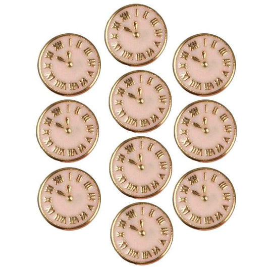 Acxico 10Pcs Fashion Vintage 3D Clock Design Nail Art Decoration Charm Alloy Nail DIY Crafts Accessories Pink