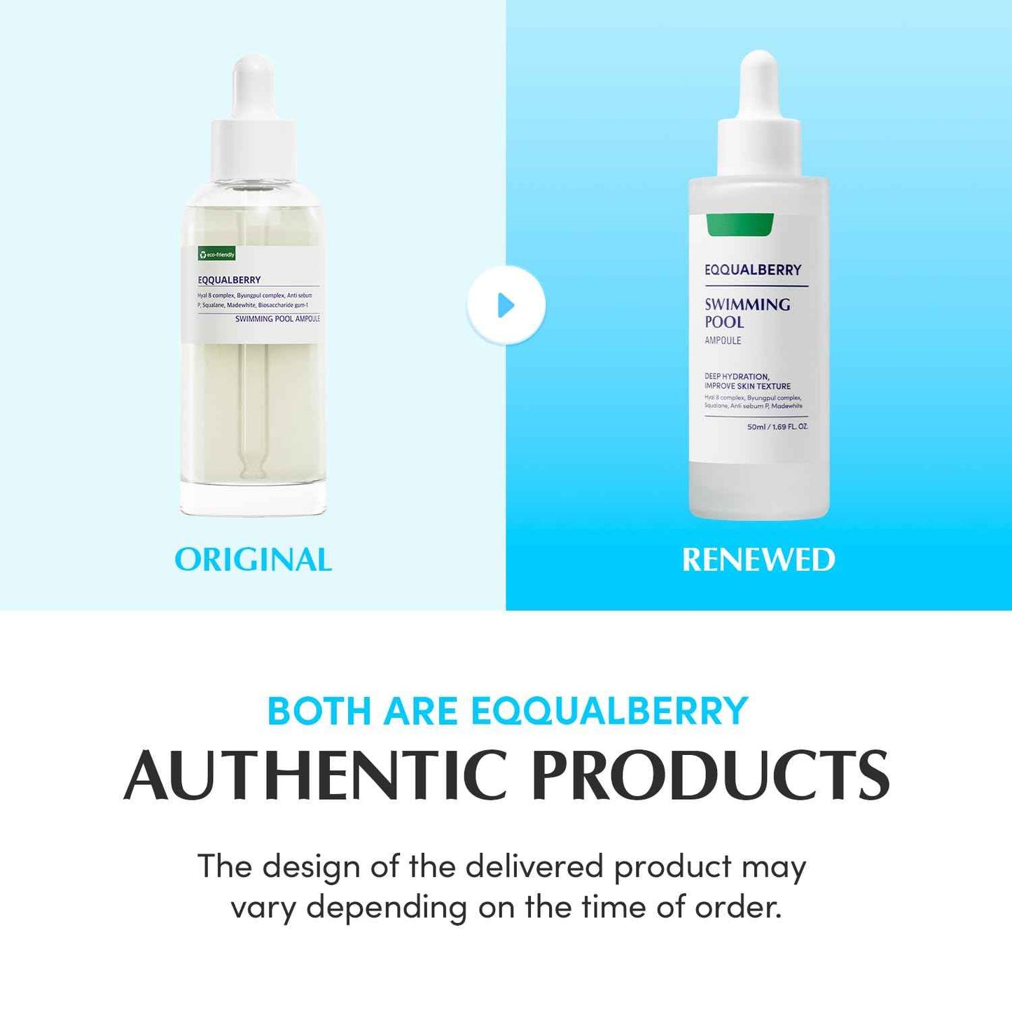 EQQUALBERRY Swimming Pool Ampoule - Hyaluronic Acid Serum for Glass Skin | Deep Hydration and Soothing with CICA Extracts | Korean Skin Care Serum, 1.69 Fl. Oz. 50ml