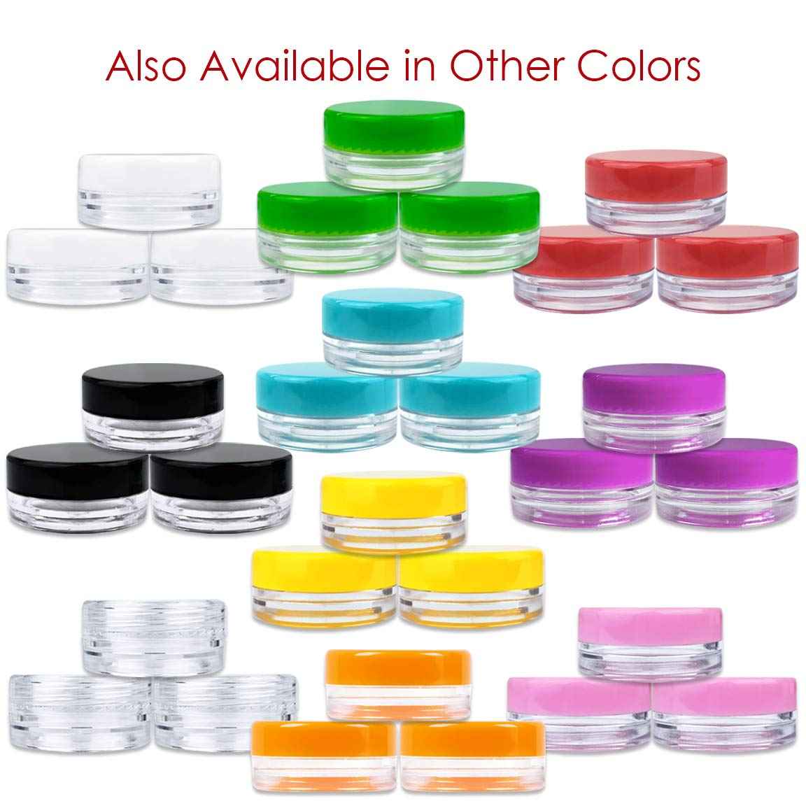 Beauticom 3G/3ML Round Clear Jars with Black Lids for Cosmetics, Medication, Lab and Field Research Samples, Beauty and Health Aids - BPA Free (Quantity: 200pcs)