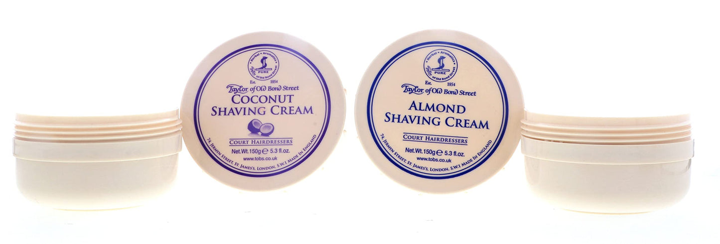 Taylor of Old Bond Street Shave Cream - 2 Pack 5.3 0z Each Choose Your Scents! (Almond and Coconut)