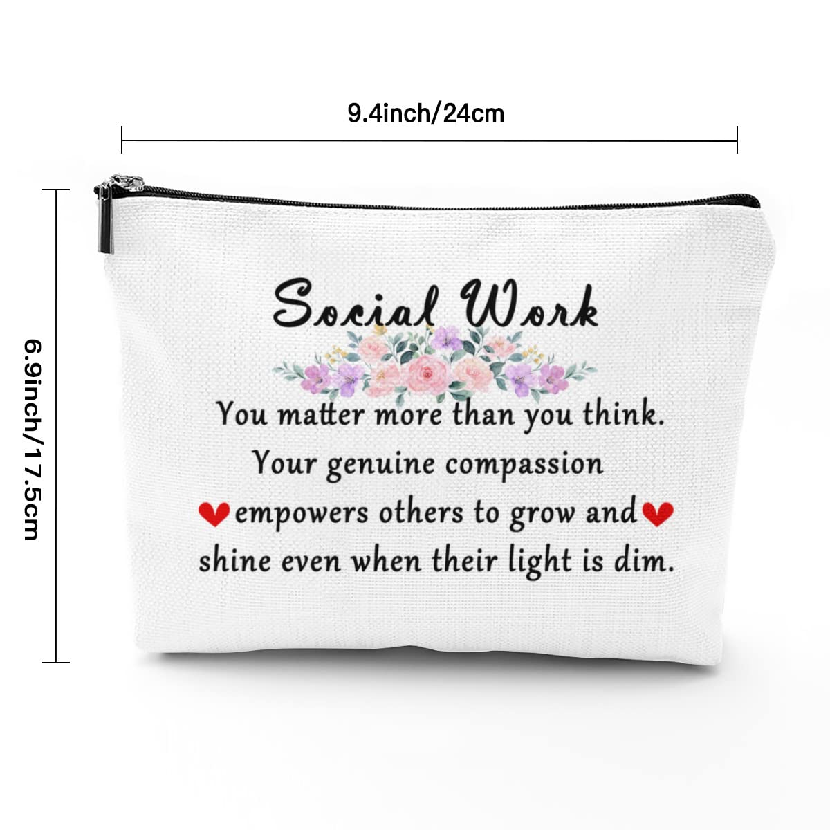 IENDY Social Worker Appreciation Gifts for Women Makeup Bag Birthday Christmas Thanksgiving Graduation Thank You Gifts for Social Worker Volunteer Coworkers Friends Cosmetic Bag Travel Pouch A002