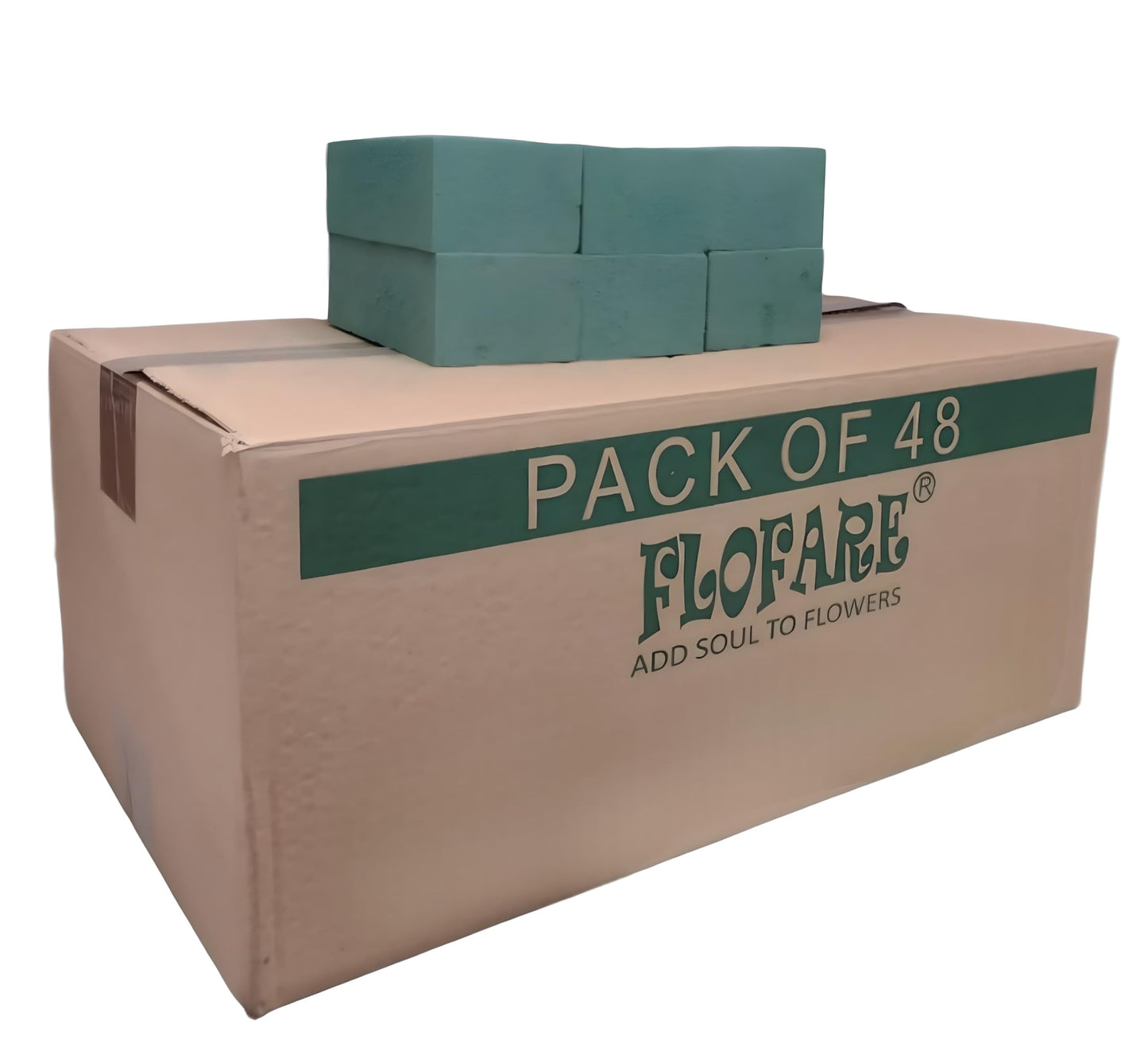 FLOFARE Pack of 48 Floral Foam Blocks for Fresh and Artificial Flowers, Each (7.8” L x 3.5” W x 2.4” H), Dry and Wet Floral Foam Blocks for Wedding, Birthdays, Home, Office, and Garden Decorations