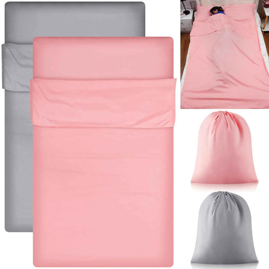 Irenare 2 Pcs Self Tan Sleep Sack Lightweight Breathable Tanning Body Self Tanners Sleeping Sac Protect Sheets from Dark Tanner for Bed Travel Sleeping Bag(Pink, Grey)