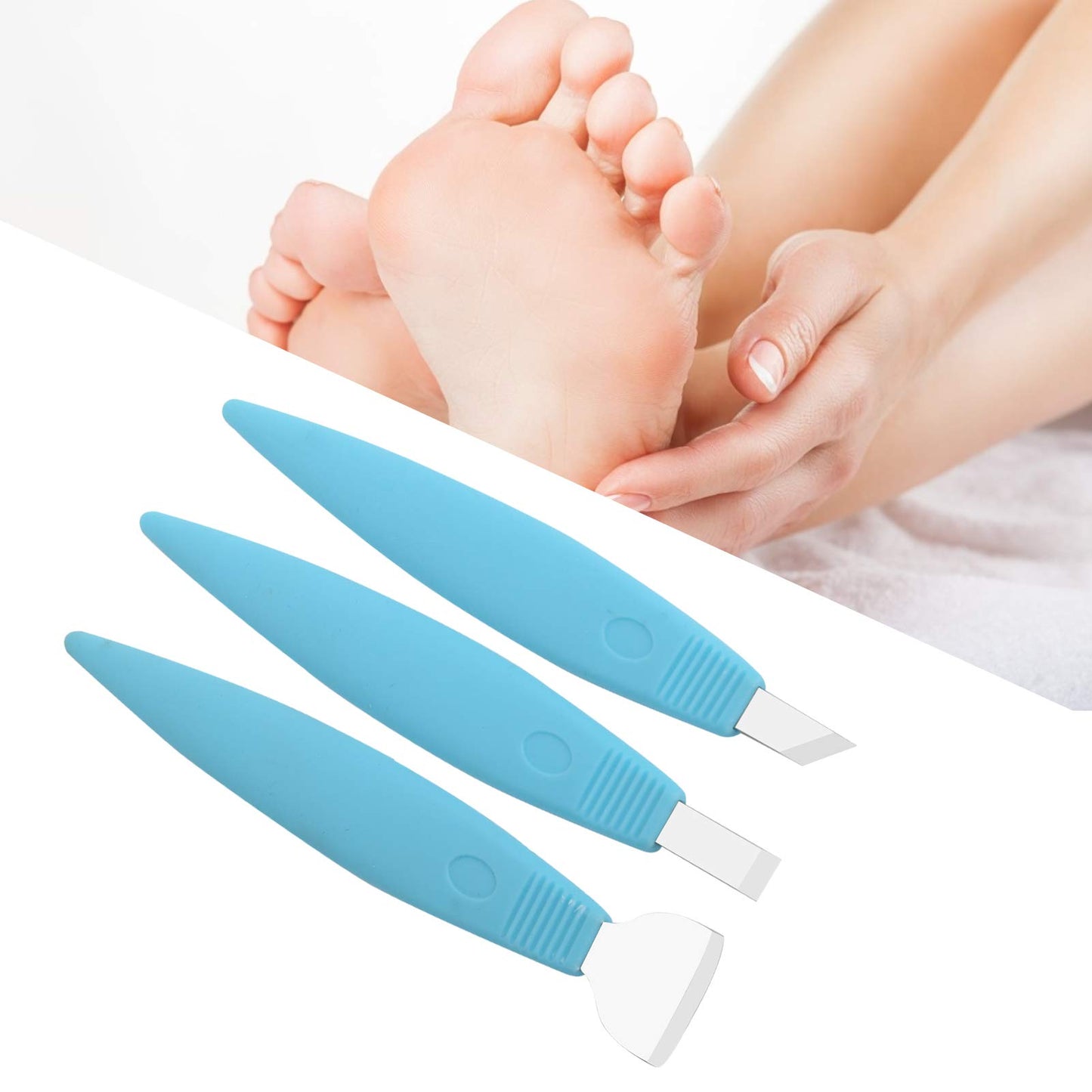 Pedicure Knife Set for Feet, 3Pcs Stainless Steel Pedicure Knife Tools Ingrown Toe Nail Foot Callus Dead Skin Remover Nail for Feet Grooming Nail Care Tools Kit for Nail Corn Callus(Blue)