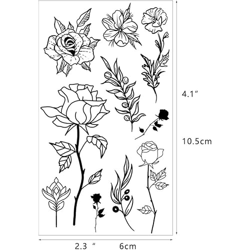 GLARYYEARS 150+ Pattern Black Tiny Temporary Tattoo, Hands Face Halloween Tattoo Sticker for Men Women, Flower Space Moon Snake Designs Body Art on Arm Neck Shoulder Clavicle Waterproof