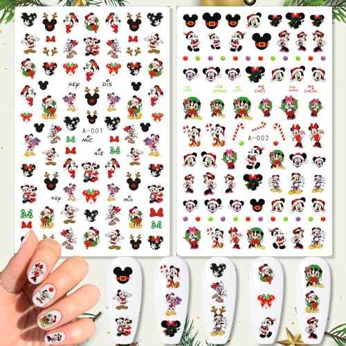 8 Sheets Christmas Nail Art Stickers Decals 3D Self Adhesive Xmas Nail Stickers Design Winter Cute Elk Candy Snowflake Nail Decals for Women DIY Manicure Tips Christmas Party Nail Decoration Supply