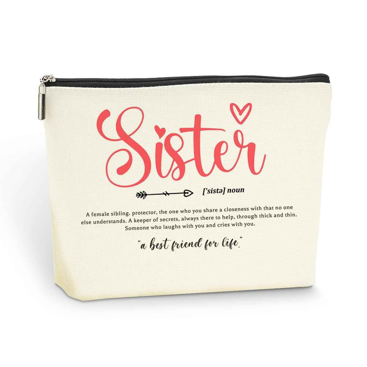 Sister Noun Sister Gifts Makeup Bag, Best Friend Birthday Gifts Sisters Gifts from Sister Cosmetic Bag, Friendship Gifts for Women Girl, Christmas Appreciation Gifts Travel Toiletry Bag Accessories