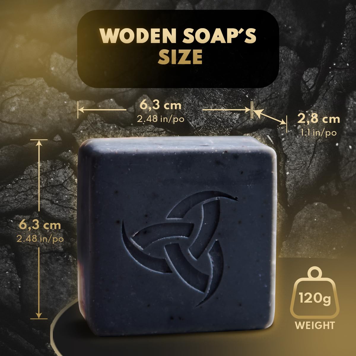 Woden Men's Natural Soap Bar - Beard, Body and Hair 120g| Groom like a Viking | Earthy Aroma | Black Raven | Woden