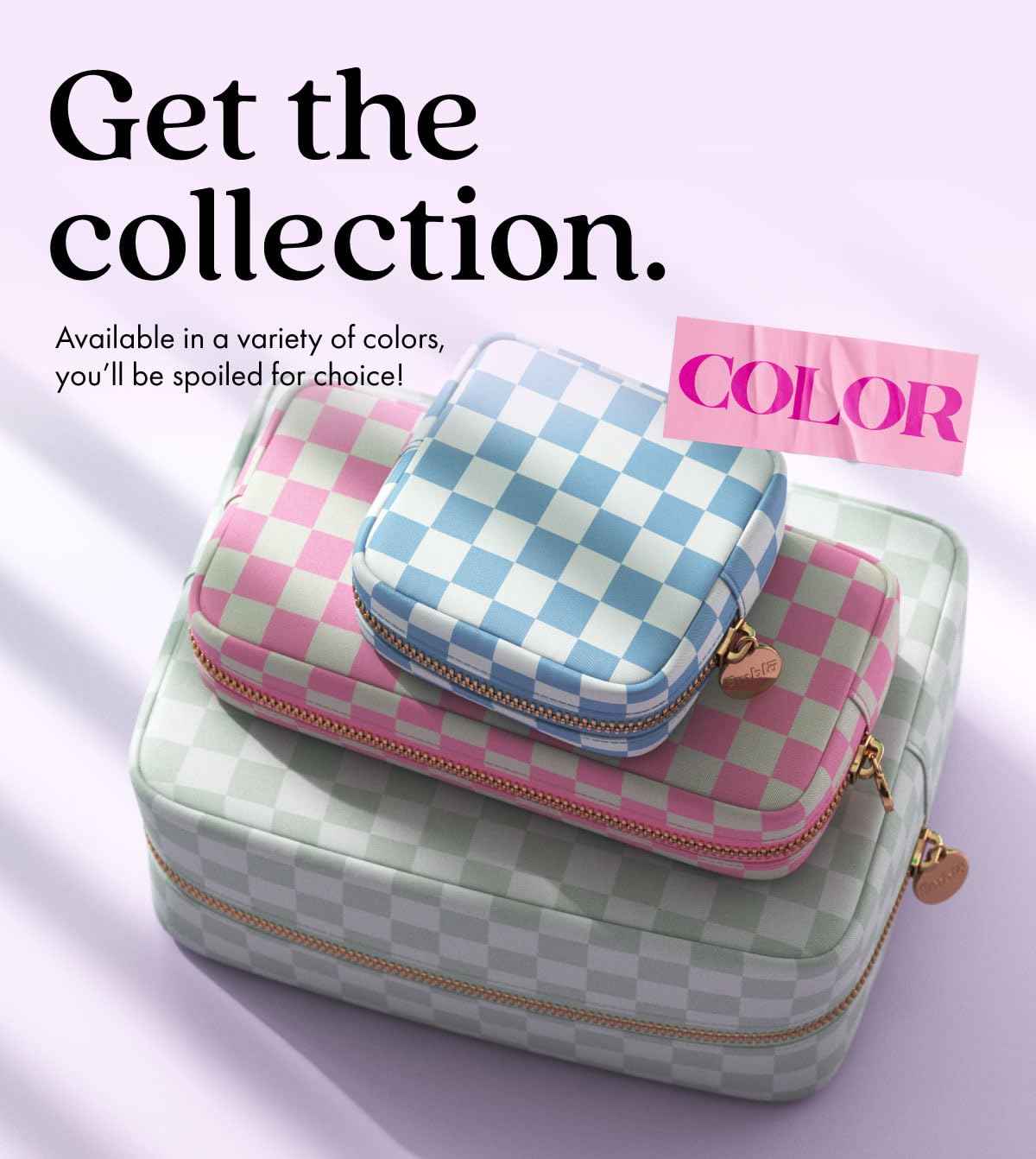 Embla Makeup Bag Travel Cosmetics Pouch and Toiletry Bag, Nylon Zipper Pouch Purse, Cute Make Up Organizer Storage Tote for Women Girls, Travel Skincare Case, Small Makeup Case, Sand Checkered