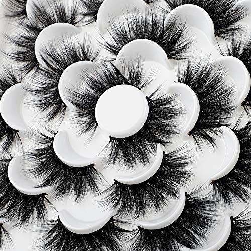 6D Mink Lashes Eyelashes Volume Dramatic Wispy Lashes Mink zanlufly 22MM Long False Eyelashes Luxury Crossed Soft Volume Reusable 10 Pairs Lashes Pack