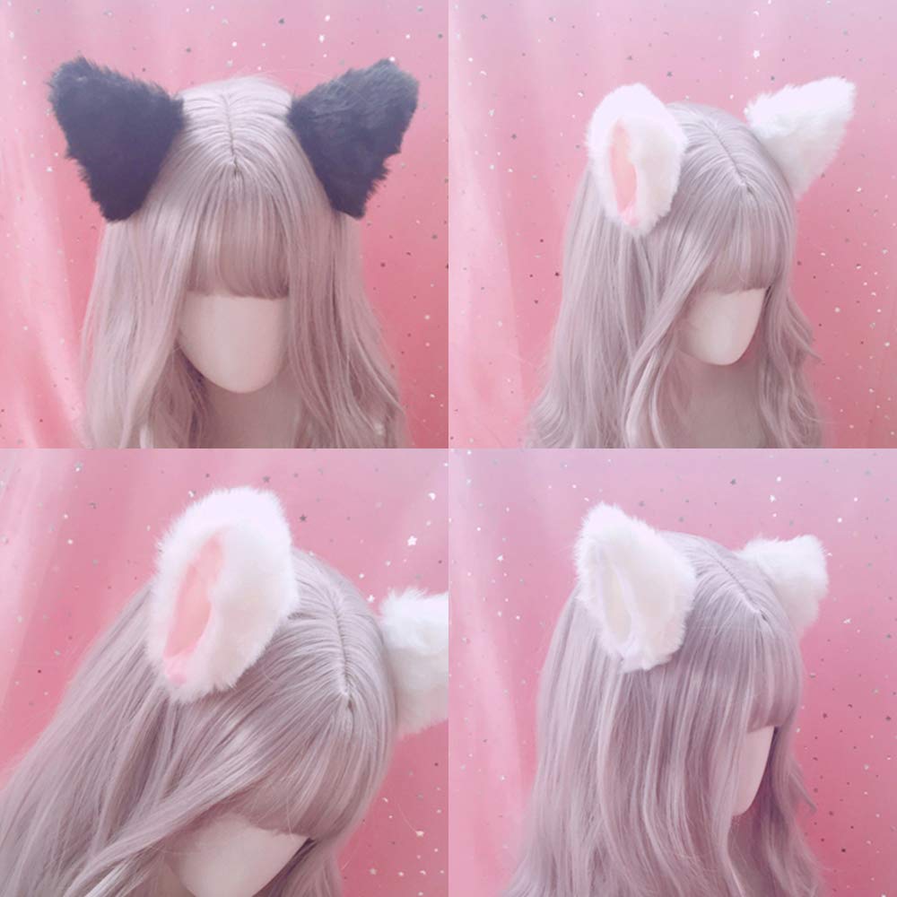 ZCMG Cat Ears Hair Clips Fox Ears Barrettes Women Furry Fur Cat Headpiece Holiday Hair Pins Sweet Halloween Party Decoration Headband Anime Cosplay Costume Kitty Kitten Hair Accessories Coffee - Pink