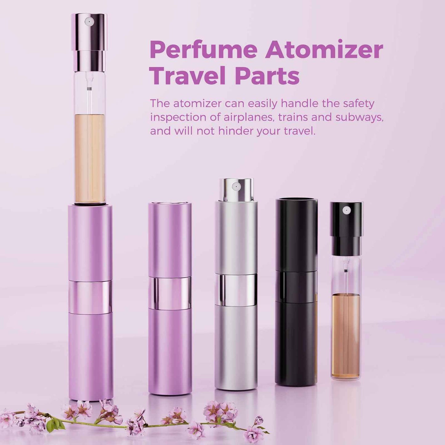 Augwontior Travel Perfume Bottle Refillable, Mini Cologne Travel Size Bottle, Empty Perfume Atomizer, Portable Atomizer Sprayer Dispenser with 3 Sets of Filling Tools (8ml, 3 Pack)