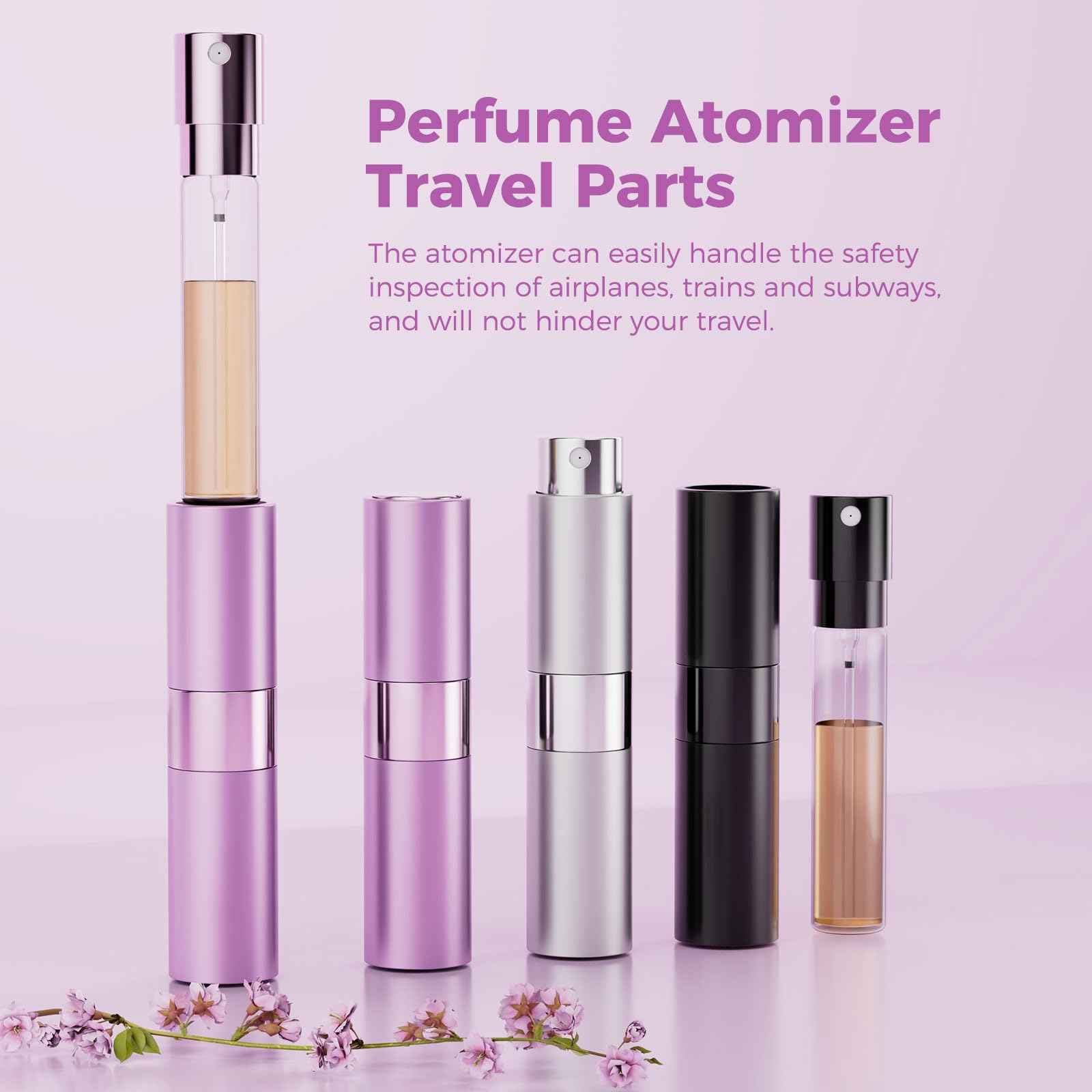 Augwontior Travel Perfume Bottle Refillable, Mini Cologne Travel Size Bottle, Empty Perfume Atomizer, Portable Atomizer Sprayer Dispenser with 3 Sets of Filling Tools (8ml, 3 Pack)
