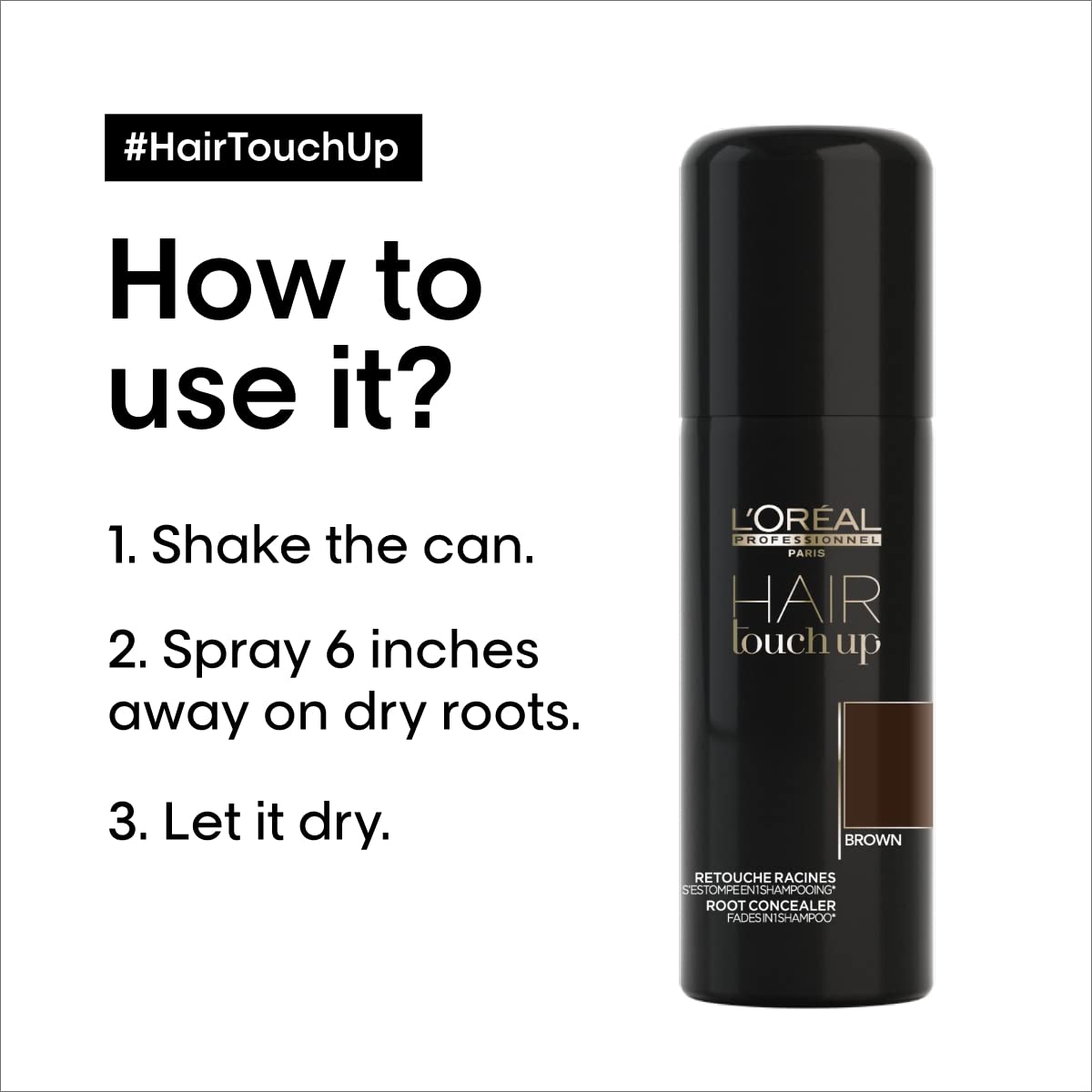 L'Oreal Professionnel Hair Root Touch Up | Root Concealer Spray | Blends and Covers Grey Hair | Temporary Hair Color for Light Brown Hair | 2 Oz.