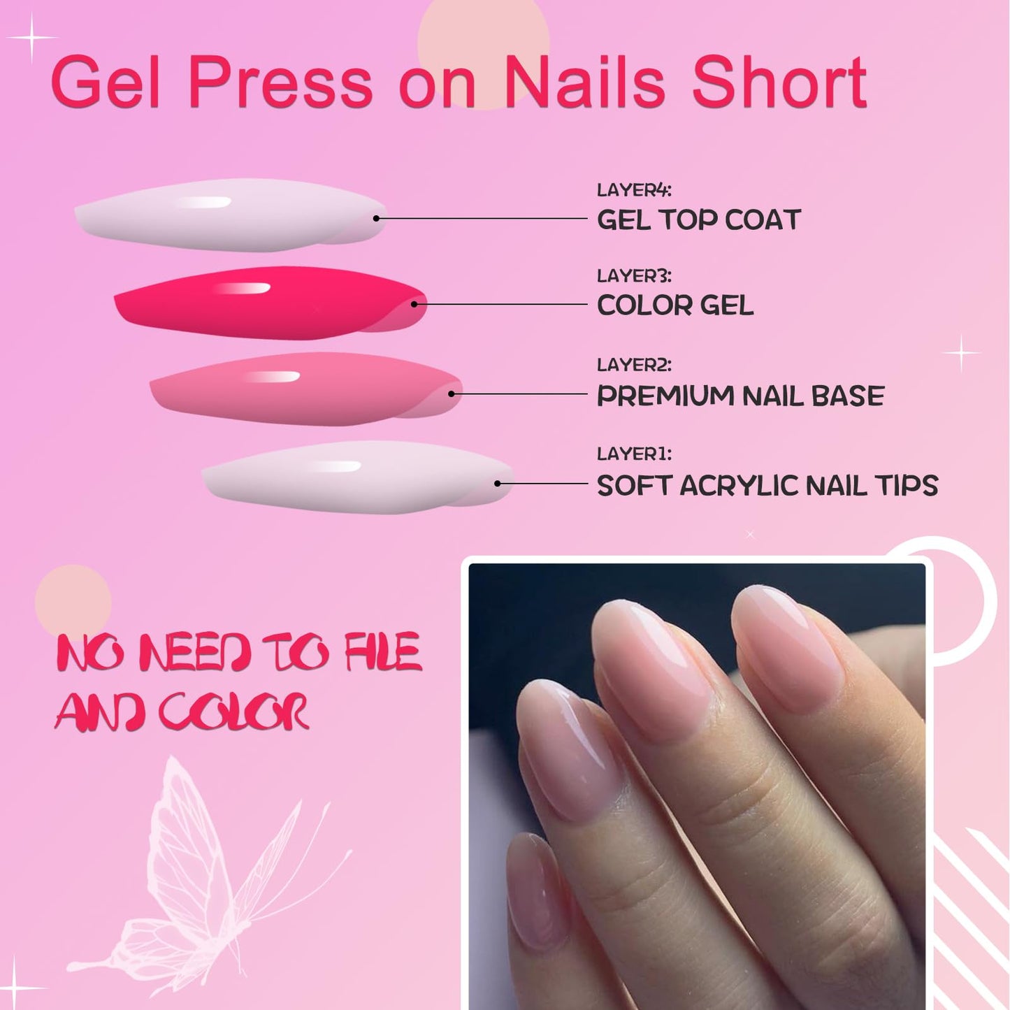 AddFavor Oval Press on Nails Short Fake Nails, 240pcs Nude Pink Nails Press on Almond False Nail Full Cover Acrylic Nail for Women and Girls