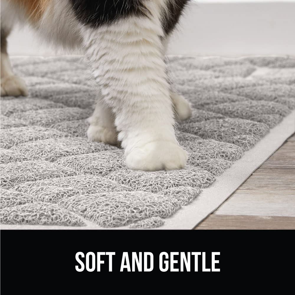 The Original Gorilla Grip Water Resistant Cat Litter Box Trapping Mat, Easy Clean, Textured Backing, Traps Mess for Cleaner Floors, Less Waste, Stays in Place for Cats, Soft on Paws, 24x17 Gray