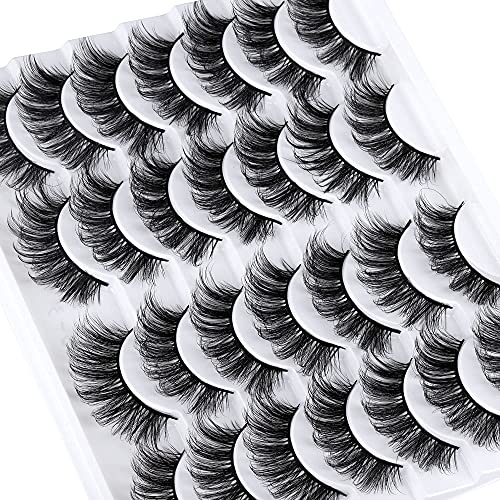 LANFLOWER 3D Faux Mink Lashes - 20mm Fluffy Volume, 14 Pairs