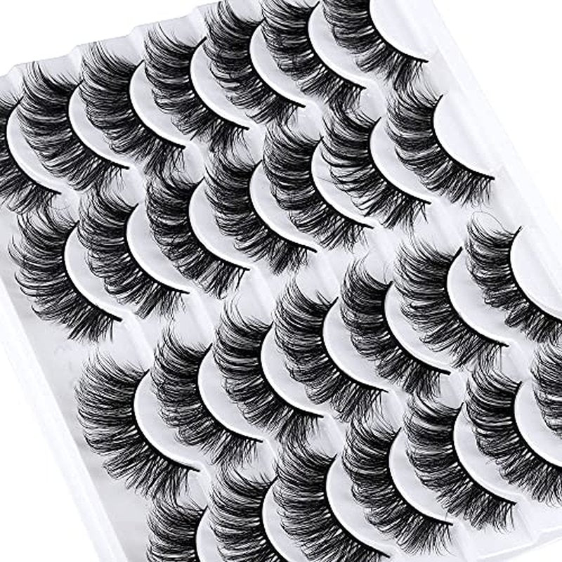 LANFLOWER 3D Faux Mink Eyelashes - 14 Pairs Fluffy Volume Lashes