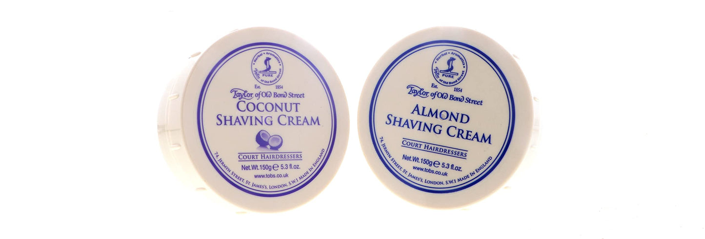 Taylor of Old Bond Street Shave Cream - 2 Pack 5.3 0z Each Choose Your Scents! (Almond and Coconut)