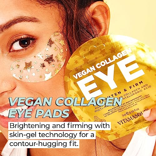 Vitamasques Vegan Collagen Eye Pads, 3-Pack - Firming & Brightening - Anti Aging Under Eyes Mask to Reduce Fine Lines, Puffiness, Wrinkles & Dark Circles - Mothers Day Gifts for Mom, Gift for Wife