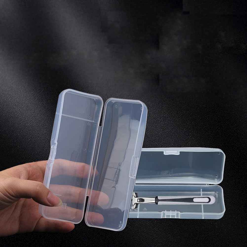 Teensery 2 Pcs Clear Plastic Shaving Box Portable Travel Manual Shaver Case Razor Protector Hard Case Shaver Storage Box Container for Manual Razor System, Shaving Accessories