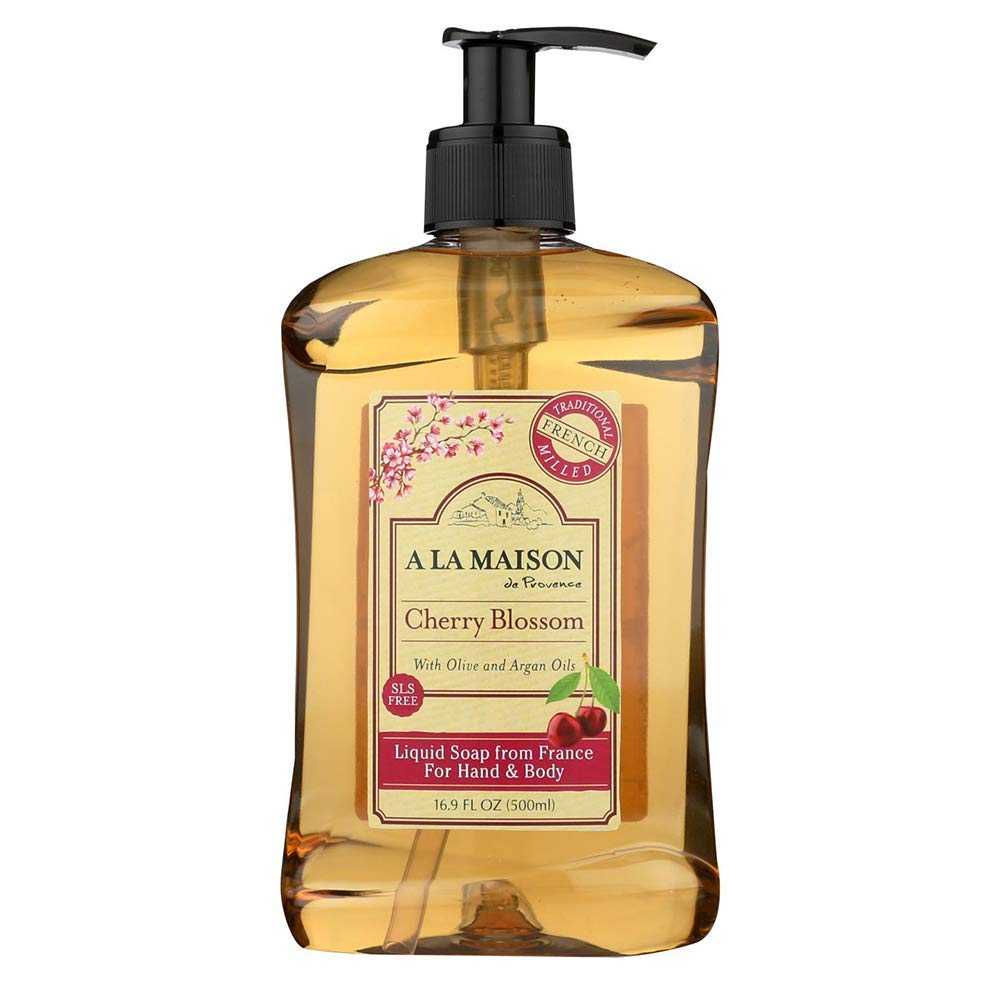 A LA MAISON French Liquid Hand Soap, Cherry Blossom - Natural Hand Wash Made with Essential Oils - Biodegradable, Plant-Based, Vegan, Cruelty-Free, Alcohol & Paraben Free (16.9 oz, 1 Pack)