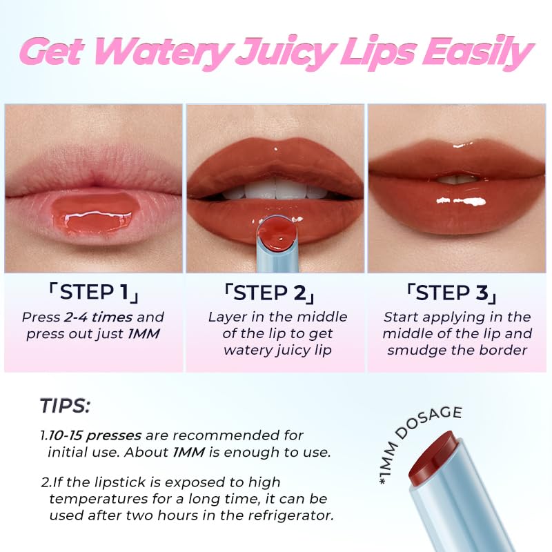 SACE LADY Glossy Lip Tint Set, Moisturizing Non-Sticky Solid Lipstick, 3 Colors