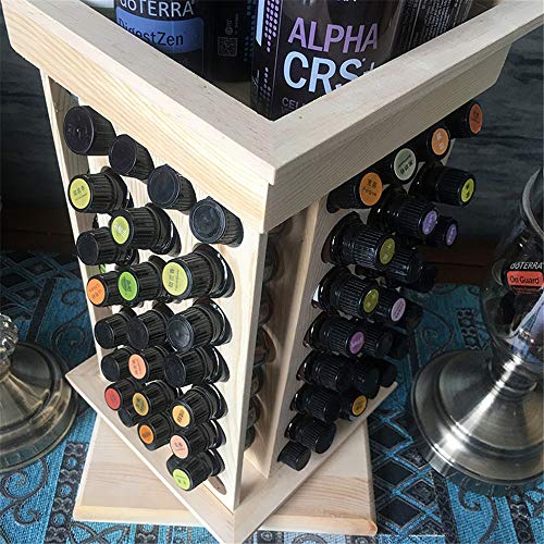 PhantomSky Super Huge Capacity Rotatable Wooden Aromatherapy Essential Oil Carrying Case, Natural Wood Essential Oil Organizer Storage Box Case Display Holds for Travel and Presentations Gift Box