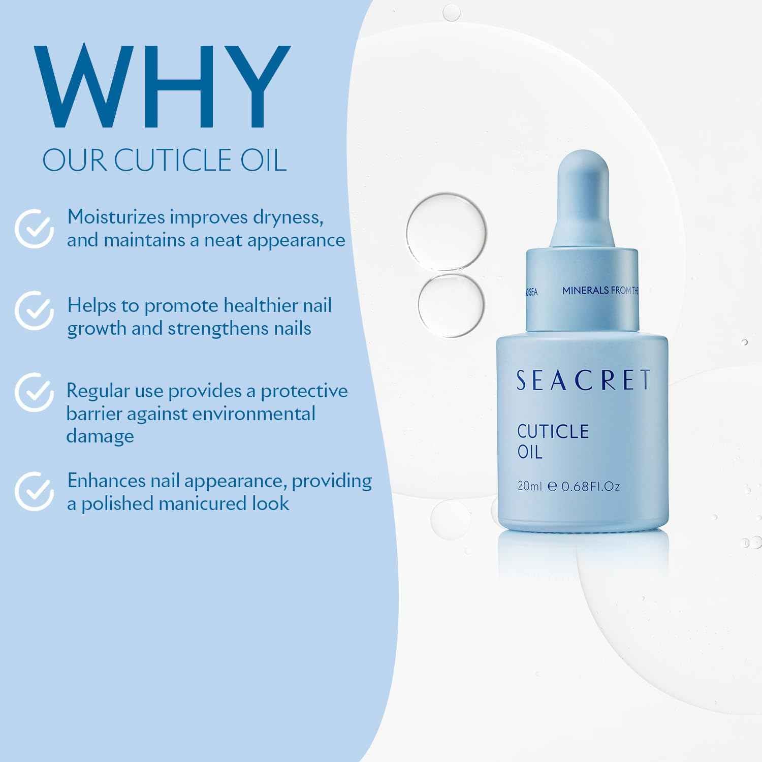 SEACRET Minerals Nail Care Collection, DIY Salon Pedicure, Dead Sea Finger & Toenail Treatment Set with File, 3-Way Buffer Block, 1 Oz Cuticle Oil, & 3.4 Oz Foot Cream, All Skin Types, 4 Piece Kit