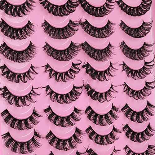 False Eyelashes Russian Strip Lashes D Curly 20 Pairs 5 Styles Pack Fluffy Natural Fake Lashes Look like Eyelash Extensions by Yawamica