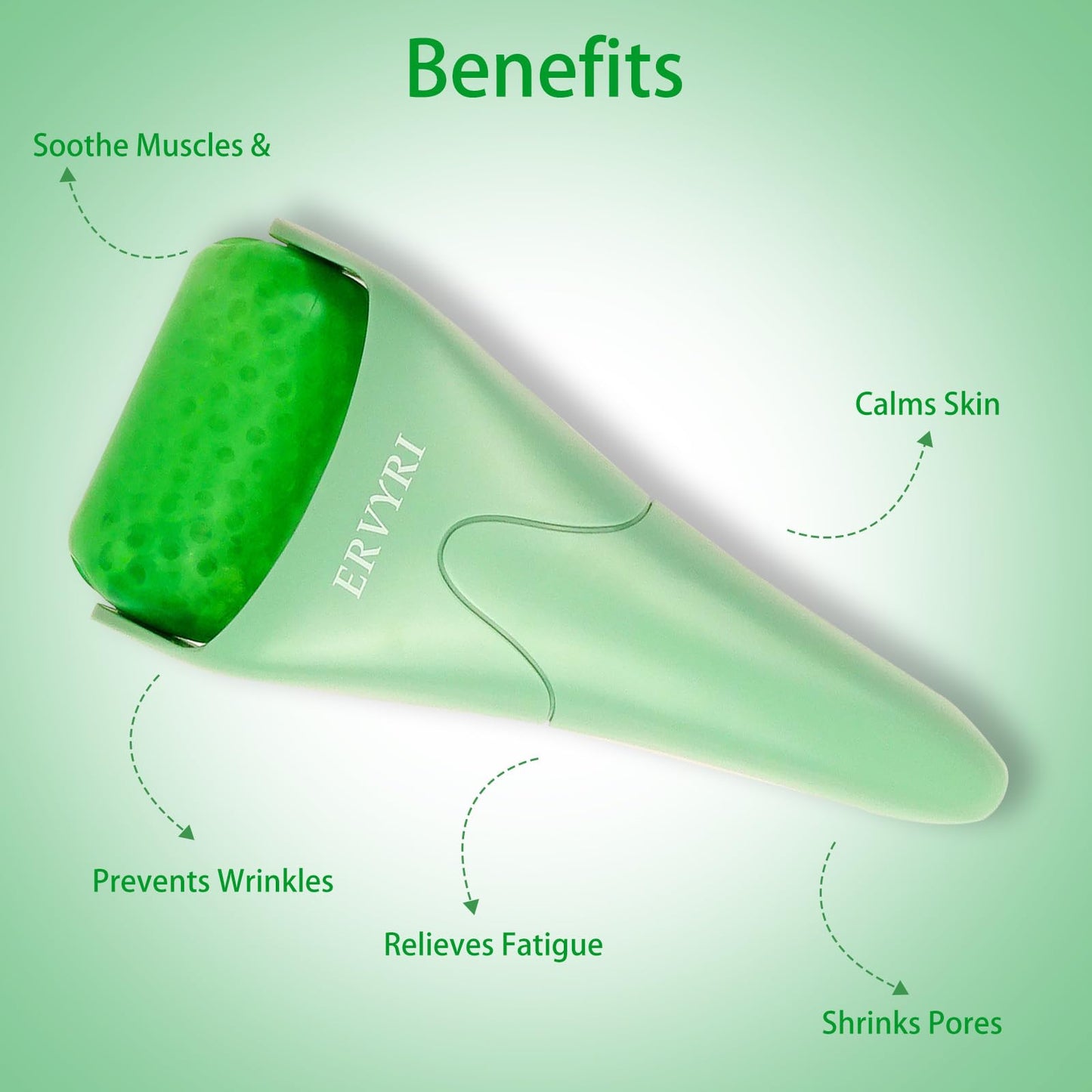 ERVYRI Ice Roller for Face, Face All Skin Types, Facial Care Tool Get Rid of Eye Fatigue, Relax Neck and Shoulder Pain, Simple and Easy to Use-Green