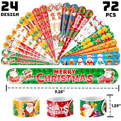 Christmas Party Set 144PCS: 72 Temporary Tattoos & 72 Slap Bracelets