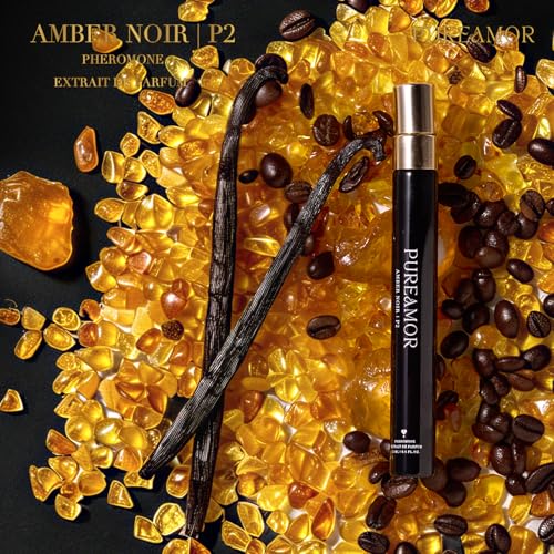 PUREAMOR Amber Noir Pheromone Perfume for Women, Long-Lasting Vanilla & Amber Scent, 0.4oz Travel Spray