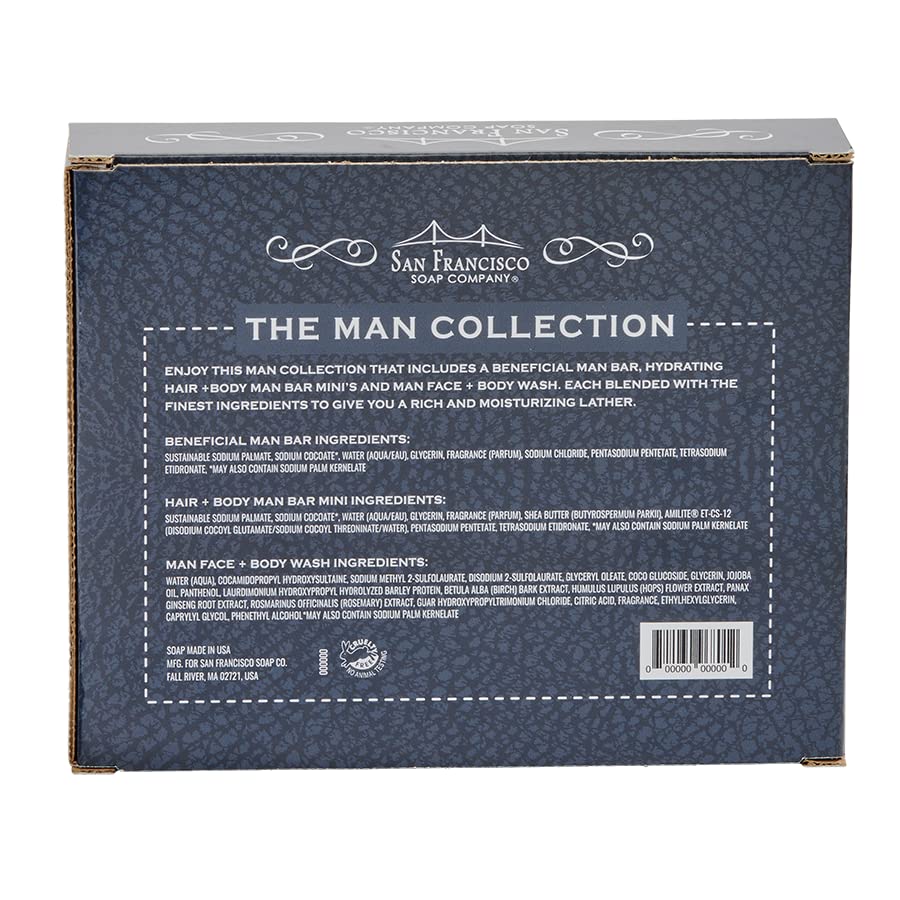 San Francisco Soap Company The Man Collection Set (Ging Musk, Tobacco, Ebony) - No Harmful Chemicals - Good for All Skin Types - Made in the USA